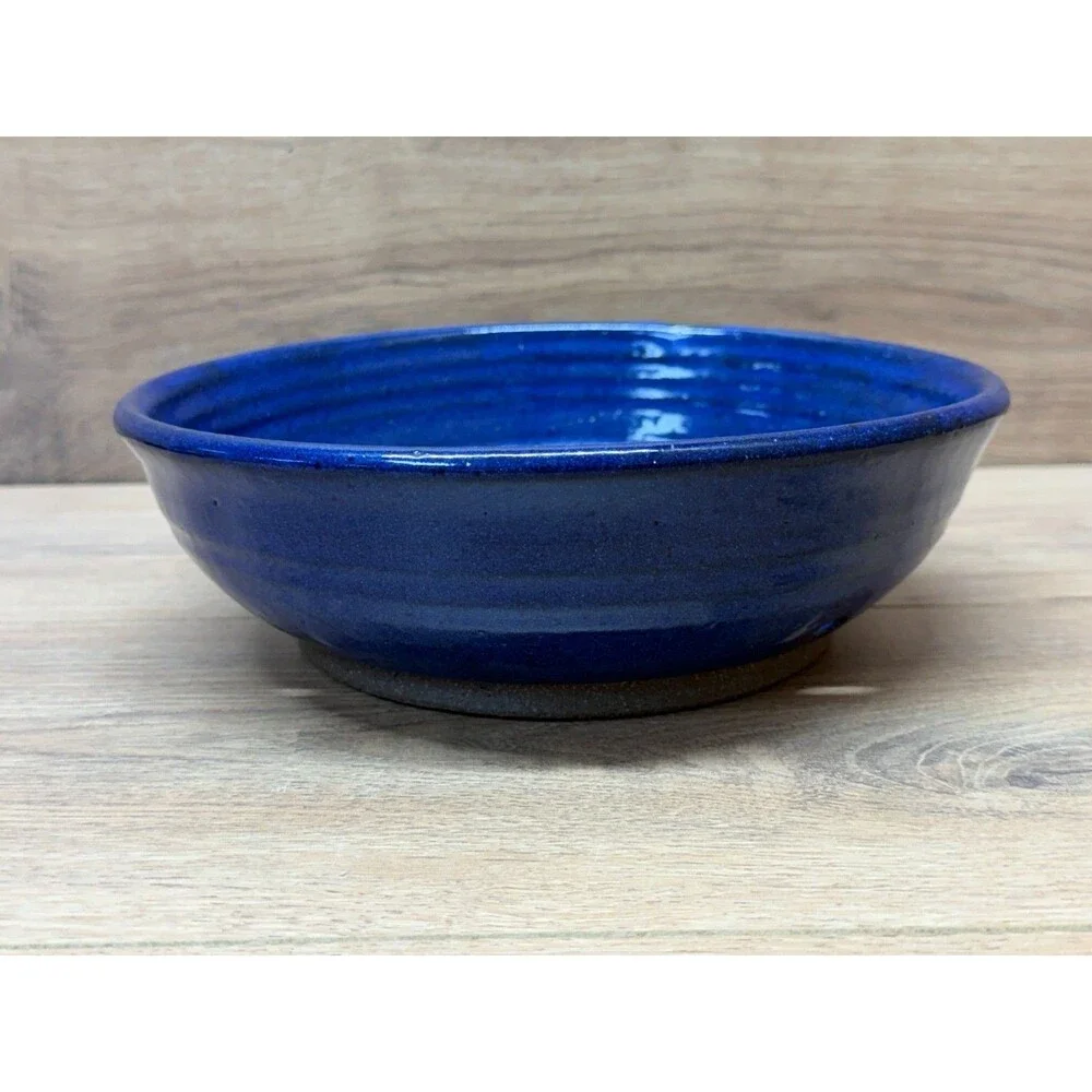 Artisan Cobalt Blue Berry Collander Strainer Handmade Thrown Pottery - Signed